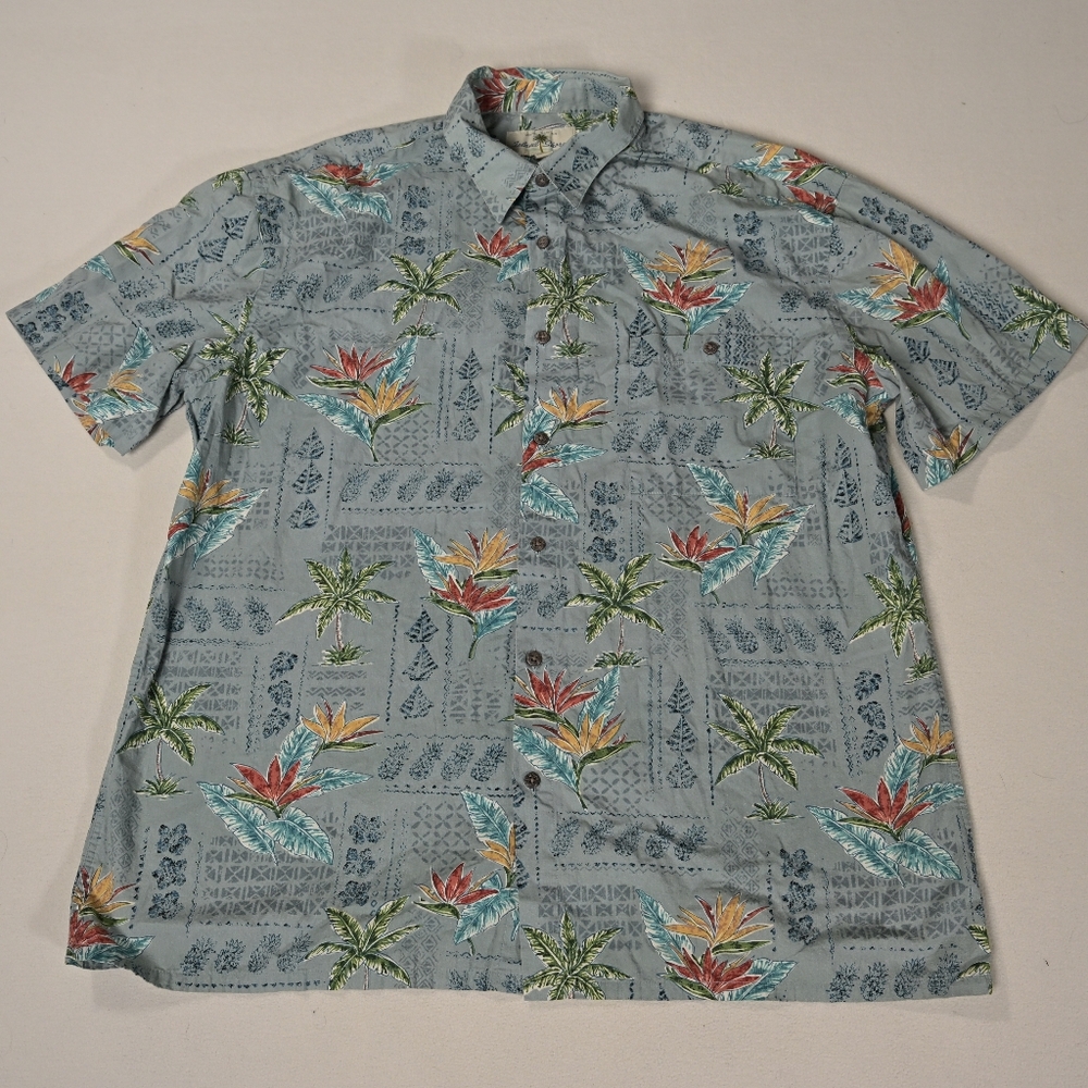 Island Shores Shirt Mens XL Hawaiian Camp Tropical Beach Lounge Button Up